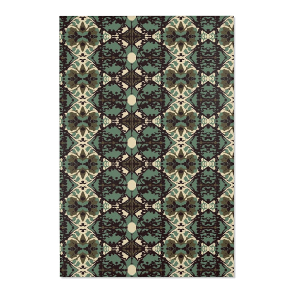 Damask and Receive Area Rug  – Brown/Sage