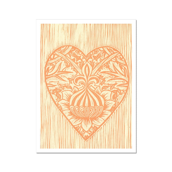 Peach Fleur de Lis Heart Hahnemühle German Etching Print
