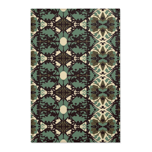 Damask and Receive Area Rug  – Brown/Sage