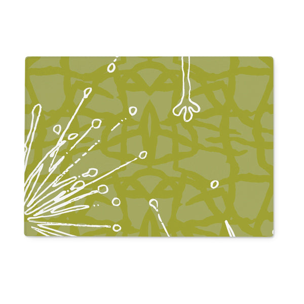 Flower Power – Chartreuse Glass Chopping Board