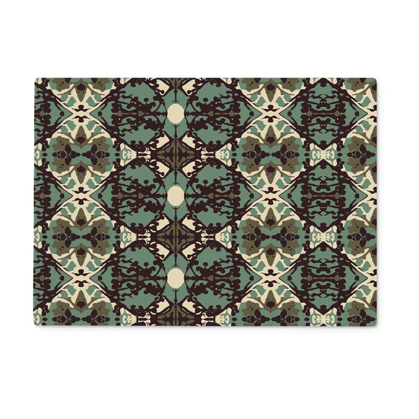Damask and Receive  – Brown/Sage Glass Chopping Board