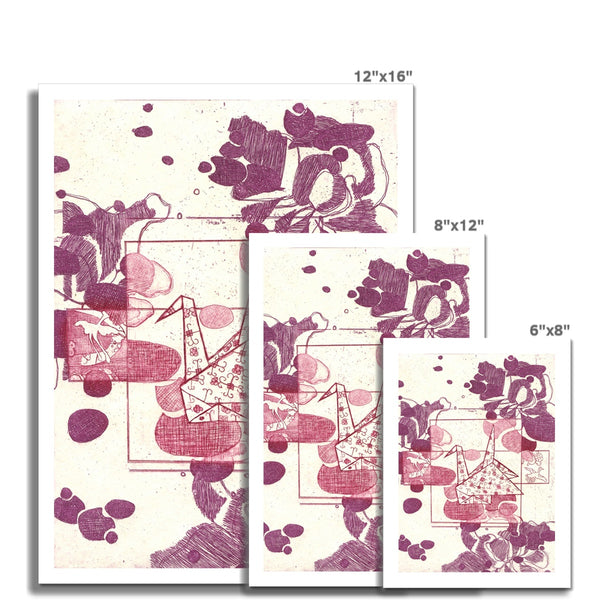 Pink and Purple Paper Crane Hahnemühle German Etching Print