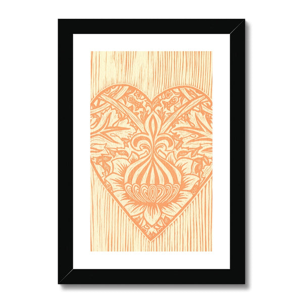 Peach Fleur de Lis Heart Framed & Mounted Print