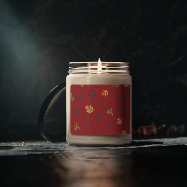 Scented Soy Candle - Red Folk Art