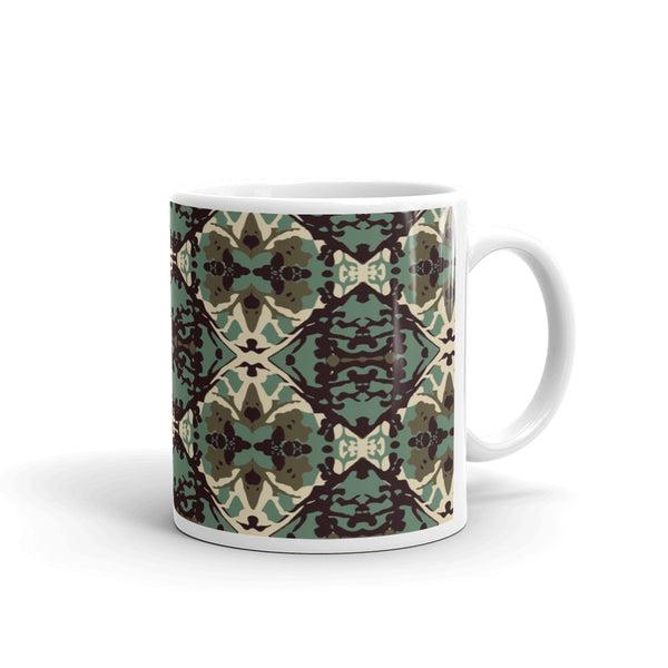 Damask and Receive Coffee Mug – Brown/Sage